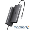 Док-станція USB3.2 Type-C --> HDMIx2,4K60Hz/4xUSB-A/2xUSB-C3.2/DP4K60Hz/RJ45/SD/TF/AUX PD 10 (15978)