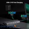 Док-станція USB3.2 Type-C --> HDMIx2,4K60Hz/4xUSB-A/2xUSB-C3.2/DP4K60Hz/RJ45/SD/TF/AUX PD 10 (15978)