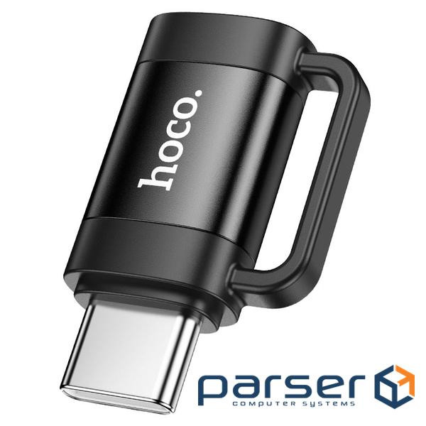 Перехідник HOCO UA31E Type-C(M) => Type-C(F), Black, Box