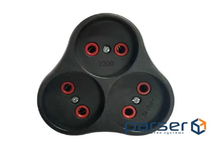 Розетка трійник із заземленням AK303B, Black, Q12 (NX1014) AK303B, Black, Q12 (NX1014)