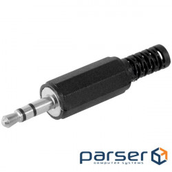 Штекер FreeEnd-Jack 3.5mm 3pin,/M конектор Stereo+захист кабелю,чорний (75.01.1016-1)