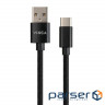 Дата кабель USB 2.0 AM to Type-C 1m nylon black Vinga (VCPDCTCNB1BK)