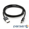 Дата кабель USB 2.0 AM to Type-C 1m nylon black Vinga (VCPDCTCNB1BK)