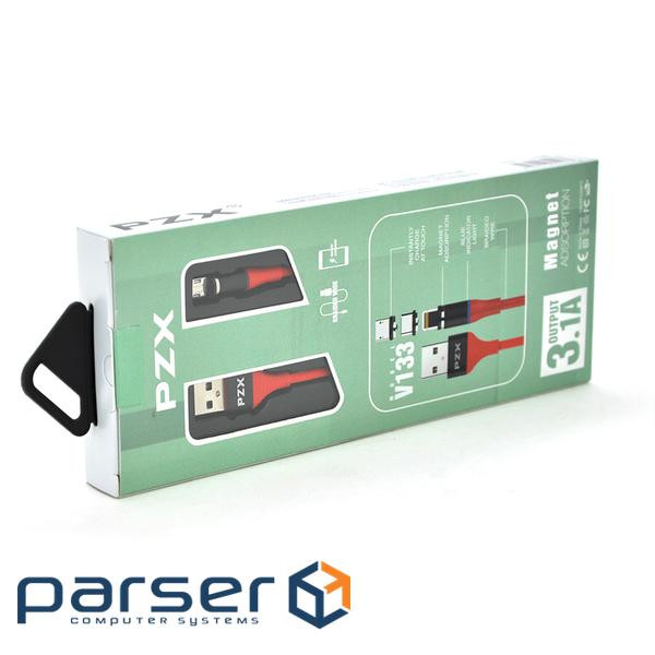 Кабель магнітний PZX V133, Micro-USB, 3.1A, Red, 1м (V133-М Red)