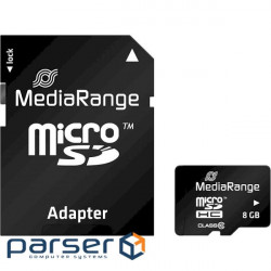 Карта пам'яті MediaRange 8 GB SDHC class 10 + SD adapter (MR957)