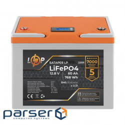 Акумулятор LP LiFePO4 12,8V - 60 Ah (768Wh) (BMS 80A/40А) пластик LCD для ДБЖ (22091)