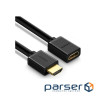 Кабель мультимедійний HDMI M to HDMI F 0.5m HD107 black UGREEN (10140)