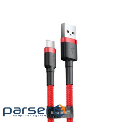 Дата кабель USB 2.0 AM to Type-C 1.0m Cafule 3A red+red Baseus (CATKLF-B09)
