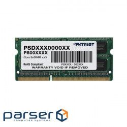 Оперативна пам'ять PATRIOT SO-DIMM DDR3-1600 4GB (PSD34G1600L81S)