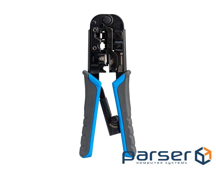 Обтискний інструмент для роз'ємів RJ45, RJ11, RJ12, RJ22 (4P, 6P, 8P), сумісний із плоскими (UC-4569)