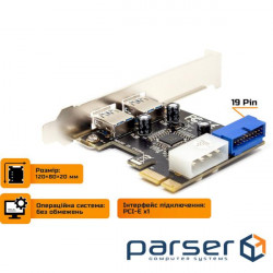 Adapter FRIME PCIe to USB 3.0 (2-ports) + 19-pin VIA VL805 (ECF-PCIETOUSB005.LP)