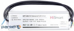 Блок живлення HiSmart 12V, 16.5A, 200W, PFC, IP67 (NPF-200-12)