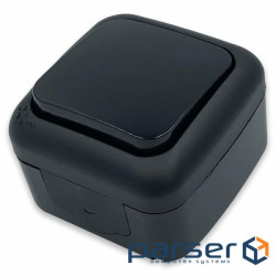 Вимикач одинарний ViKO Palmiye зовнішнього монтажу, вологозахищений IP54, AC:110-250 (YT42492 Black)