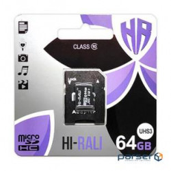 HI-RALI microSDHC 64GB (UHS-3) class 10 memory card (with adapter ) (HI-64GBSDU3CL10-01)