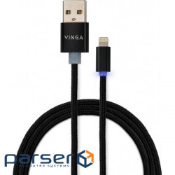 Date cable USB 2.0 AM to Lightning 1m LED black Vinga (VCPDCLLED1BK)