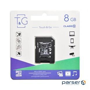 Карта пам'яті MicroSDHC 8GB Class 10 T&G + SD-adapter (TG-8GBSDCL10-01)