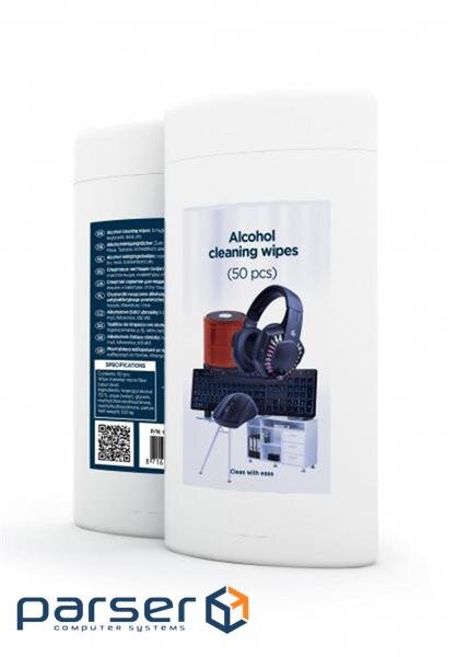 Серветки Gembird Alcohol cleaning wipes (50 pcs), micro-fiber (CK-AWW50-01)
