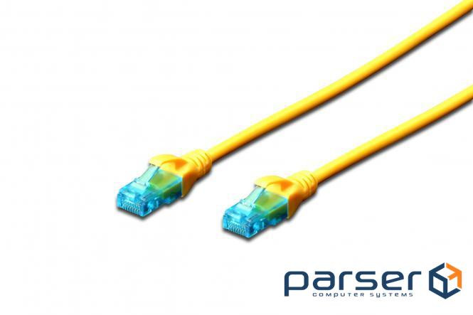 Патч-корд 2E CAT 5e, UTP, 3м, 26AWG, RJ45, 7/0.16, Cu, LSZH, жовтий (2E-PC5ECU-3LSZH-YLW)