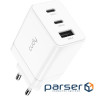 Зарядний пристрій 3xUSB 67W, (GaN, 1хUSB-C, QC+PD 3.0, вилка ЄС, для iPhone 12) , Cudy (CH67_EU)