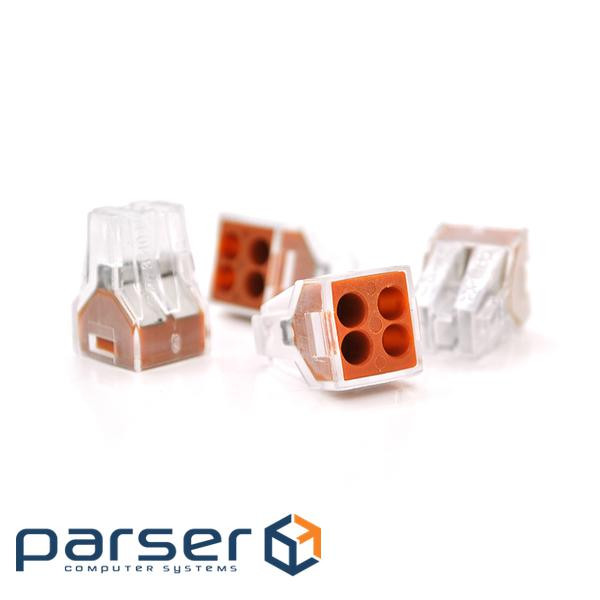 Клемна колодка натискна 4-дротова Wago, Grey (K773-104) (13335)