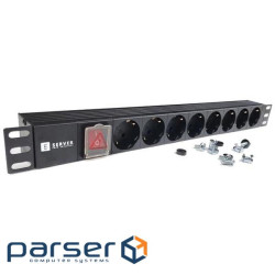 Удлинитель на 8 розеток EServer 220В 19" 1U (EServer 220В 19" 1U 14407)
