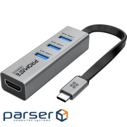 USB-хаб Promate MediaHub-C3 USB Type-C Grey (mediahub-c3.grey)