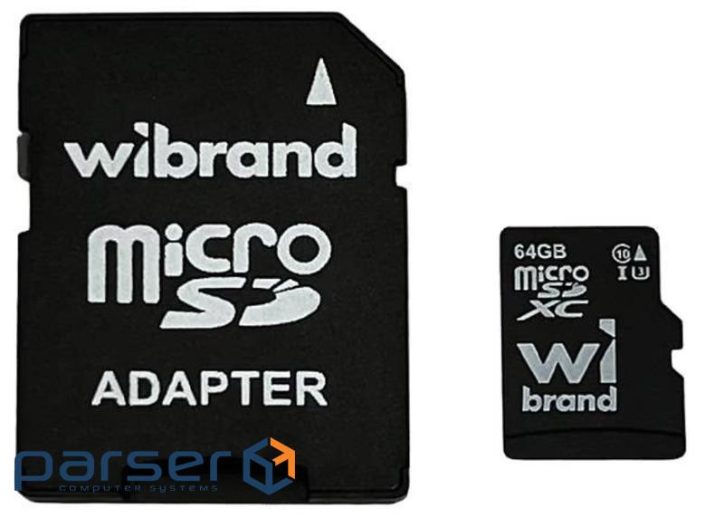 Карта пам"яті microSDXC, 64Gb, Wibrand, Class10 UHS-I U3, SD адаптер (WICDXU3/64GB-A)