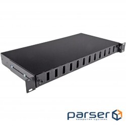 Патч-панель 24 порти під 12 адаптерів SC Duplex / LC Quad, порожня, 1U, каб.вводі для 2x (UA-FOP12SCD-B)