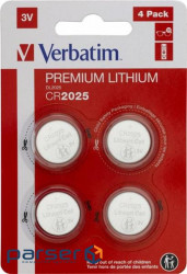 Battery VERBATIM Premium Lithium CR2025 4pcs/pack (49532)