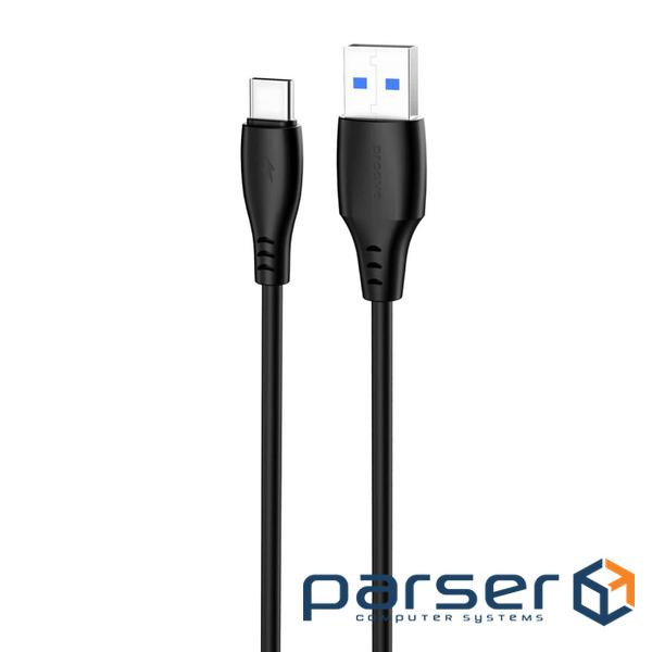 Кабель Proove Simple Silicone USB to Type-C 3A (1m) black (CCSS15001201)