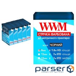 Стрічка до принтерів WWM 8мм х 1,8м Refill HD Black *5шт (R8.1.8H5)