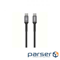 Дата кабель USB-C to USB-C 1.0m 3A BlackGray T-Phox (T-CC833)