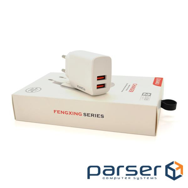 СЗУ AC100-240V iKAKU KSC-179 FENGXING, 2xUSB, 2.4A, White, Box (KSC-179-FENGXING)