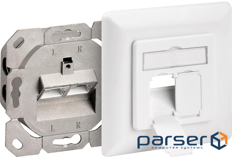 Розетка мережева RJ45 STP6a 2x2 (розетка),зовнішня LSA Metal,білий (75.06.8721-64) (75.06.8721-64)