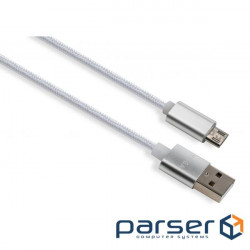 Date cable USB 2.0 AM to Micro 5P 1m LED silver Vinga (VCPDCMLED1S)