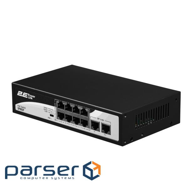 Switch 2E PowerLink SP802F 10xFE (8xPoE, 2xUplink), 96W, Nekerovaniye (2E-SP802F-2)