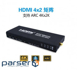 HDMI спліттер Matrix 4X2, 4K 2K 3D (AYM-42V14)