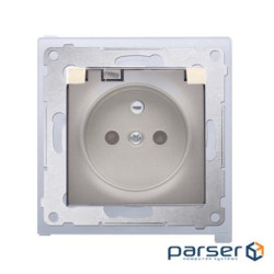 Розетка электрическая Premium FRENCH с прозрачной крышкой, матовое золото (DGZ1BZ.01/44A)
