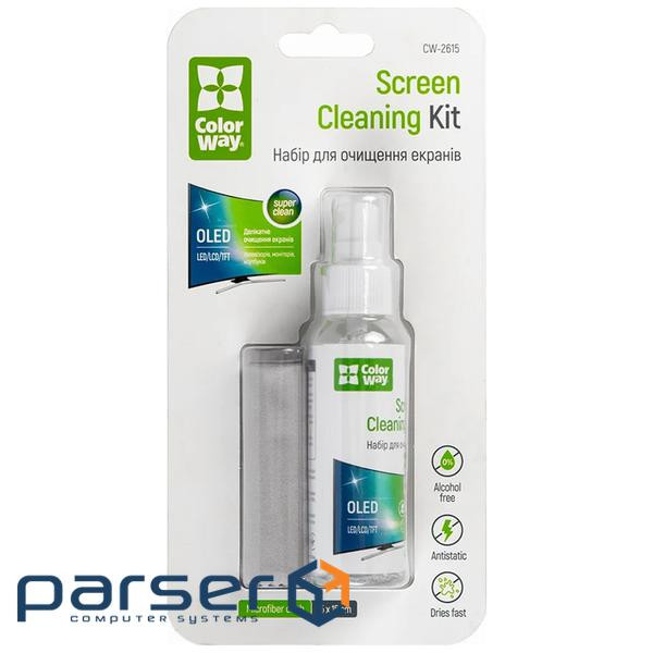 Спрей для очищення ColorWay Screens Cleaning Kit TV/OLED/LED/LCD 60ML + Microfibre (CW-2615)