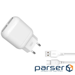 Зарядний пристрій XO L78 (2USBх2.4A) White (L78-M-WH) + кабель microUSB