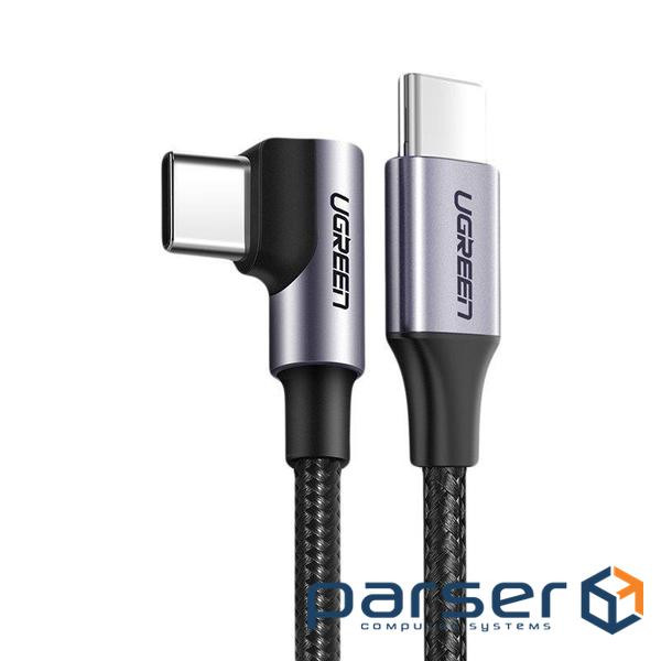 Data cable USB Type-C to Type-C 1.0m US255 Angled 3A (Gray\Black) Ugreen (50123) (50123 1m )