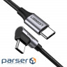 Data cable USB Type-C to Type-C 1.0m US255 Angled 3A (Gray\Black) Ugreen (50123) (50123 1m )