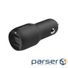 Зарядний пристрій Belkin Car Charger (24W) Dual USB-A, USB-A - Lightning, 1m, black (CCD001BT1MBK)