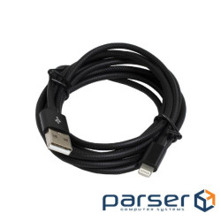 Кабель USB - Lightning 2 м Patron, Black, 2.4A (PN-LIGHT-2M-B) (CAB-PN-LIGHT-2M-B)