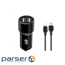 Зарядний пристрій XO TZ09 2.4A/2 USB + cable lightning Black (XO-TZ09L-BK)