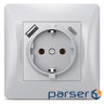 Розетка одинарна із заземленням з USB+USB-C срібний шовк VIDEX BINERA (VF-BNSK1GUC-SS) VIDEX BINERA (VF-BNSK1GUC-SS)