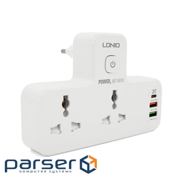 Мережевий фільтр LDNIO SE2311, 4 Розетки + 4 USB, 2 м, перетин 3х0, 75мм, White, Box , White, Box