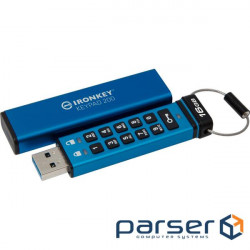 Флеш пам'ять USB Kingston IronKey Keypad 200 16GB USB 3.2 Blue (IKKP200/16GB)