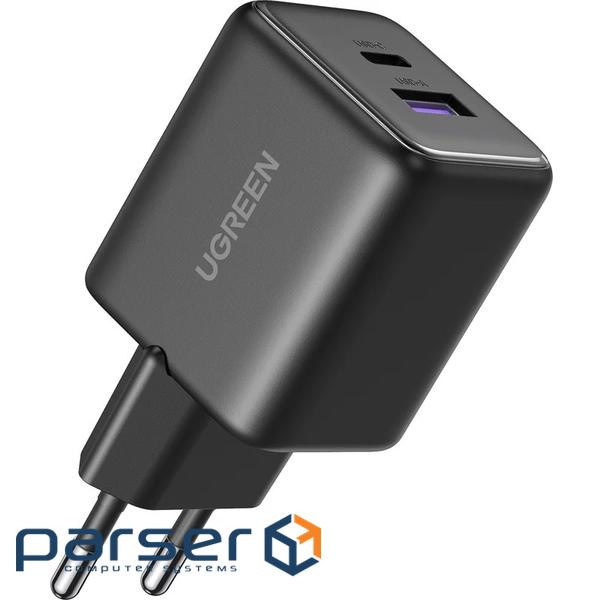 Зарядний пристрій Ugreen USB + USB-C GaN 30W X516 black (65014)