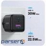 Зарядний пристрій Ugreen USB + USB-C GaN 30W X516 black (65014)